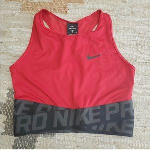 Nike Pro Intertwist Cropped Tank Top Red Black S
